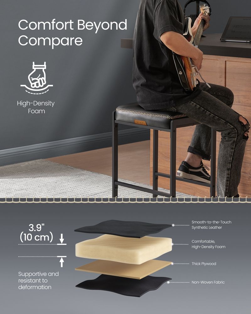 Counter Height Bar Stools – Padded Faux Leather Seats – Metal Legs