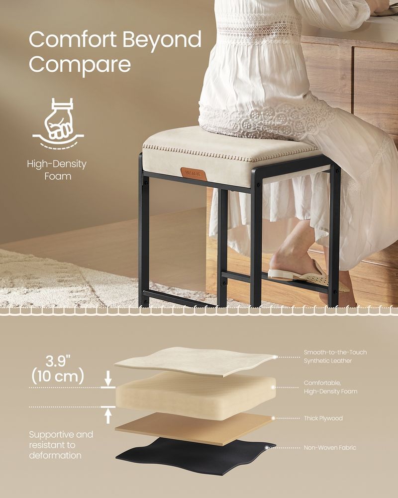 Counter Height Bar Stools – Padded Faux Leather Seats – Metal Legs