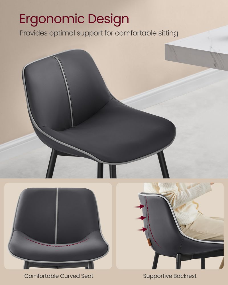 Bar Height Bar Stools Set of 2 – With Backrest – Modern Upholstered Design