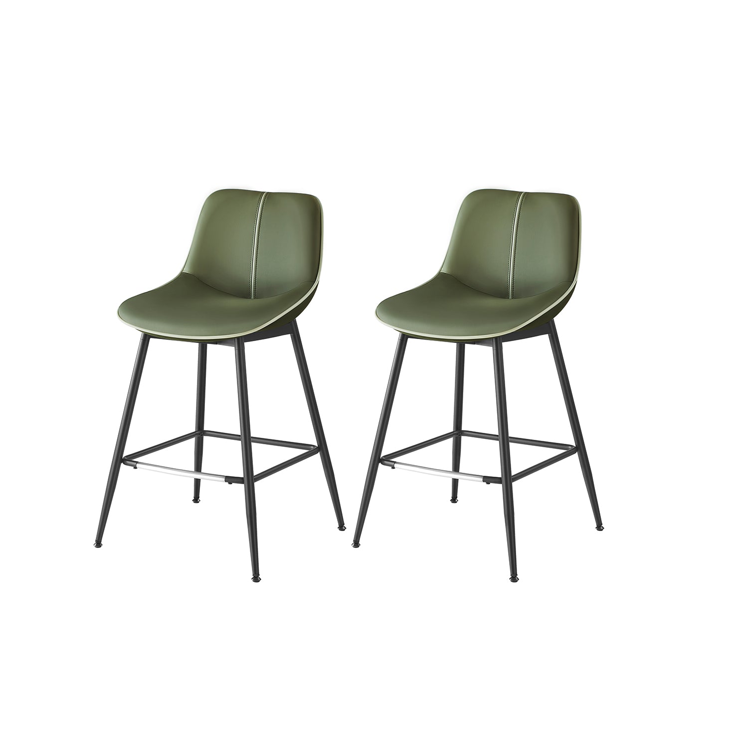 Bar Height Bar Stools Set of 2 – With Backrest – Modern Upholstered Design