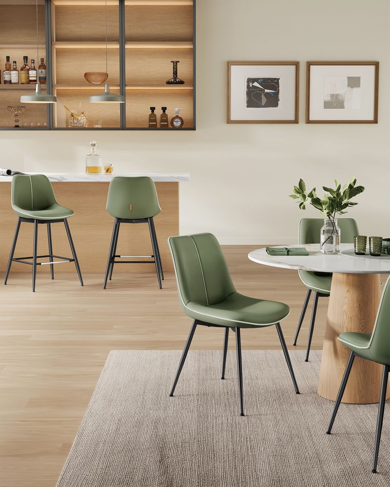 Bar Height Bar Stools Set of 2 – With Backrest – Modern Upholstered Design