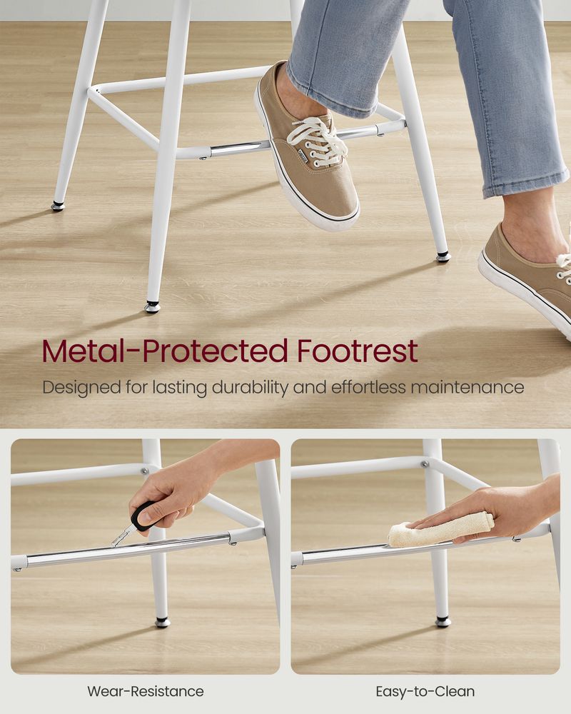 Bar Height Bar Stools Set of 2 – With Backrest – Modern Upholstered Design