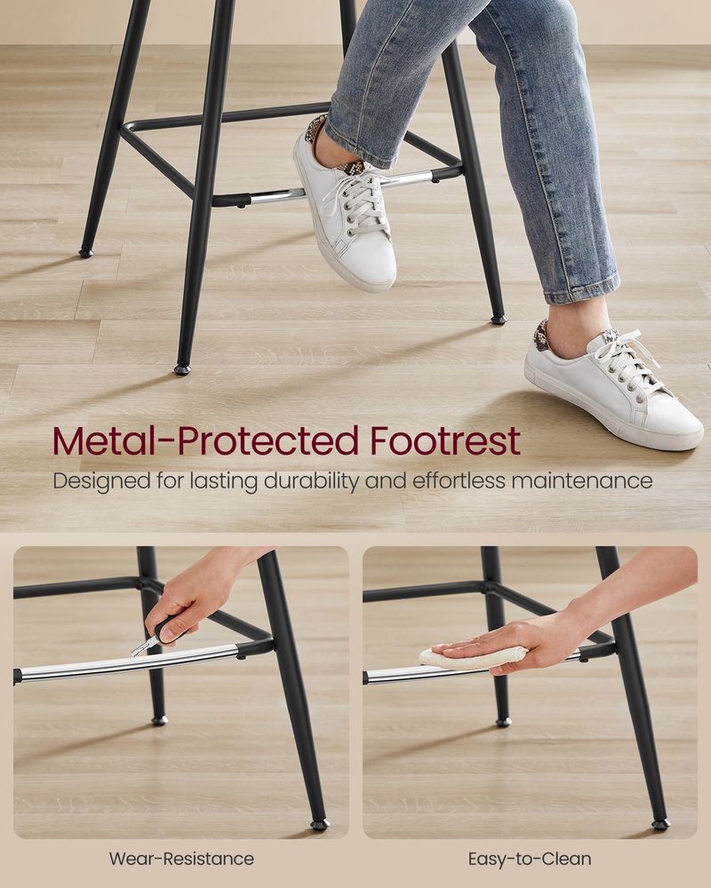 Bar Height Bar Stools Set of 2 – With Backrest – Modern Upholstered Design