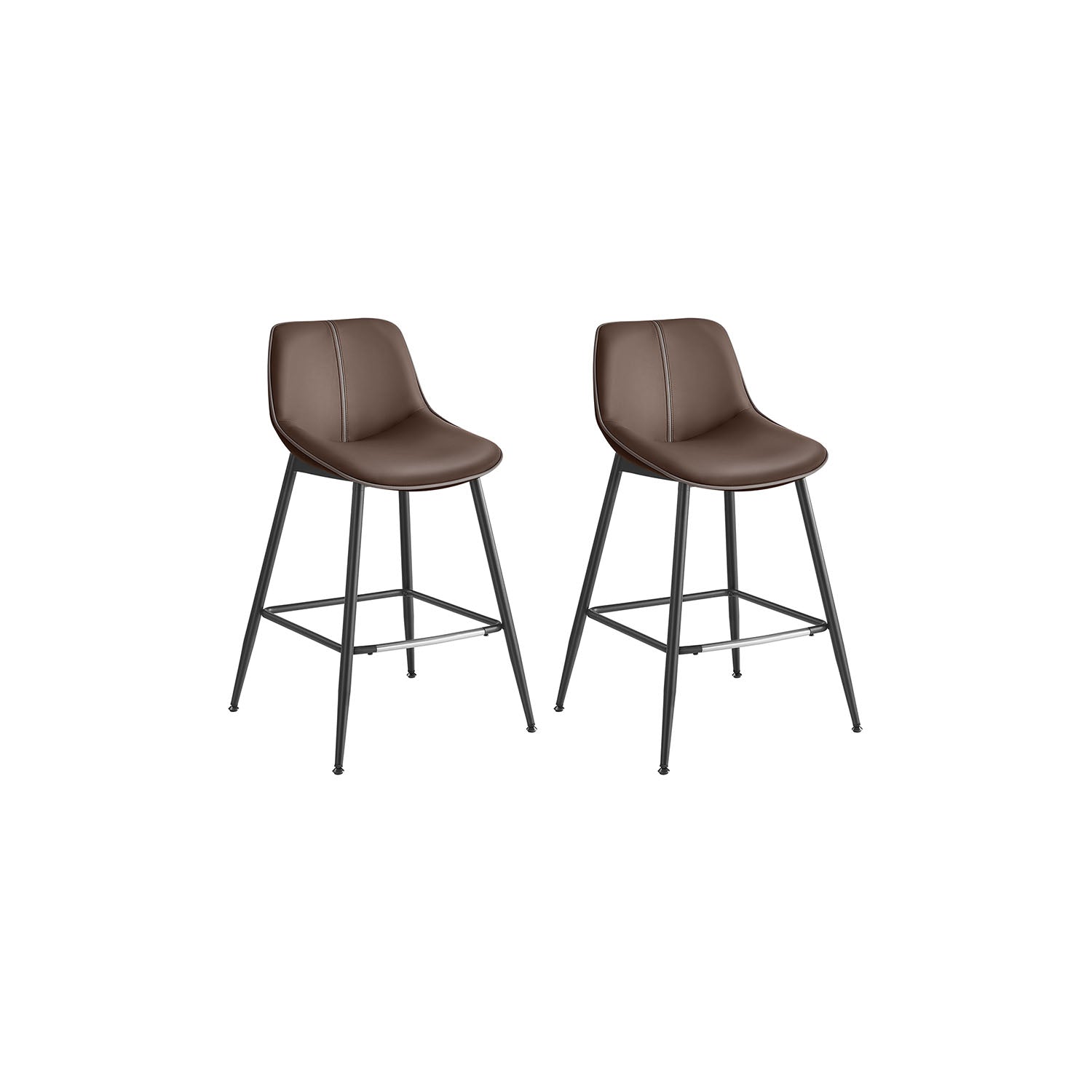 Bar Height Bar Stools Set of 2 – With Backrest – Modern Upholstered Design