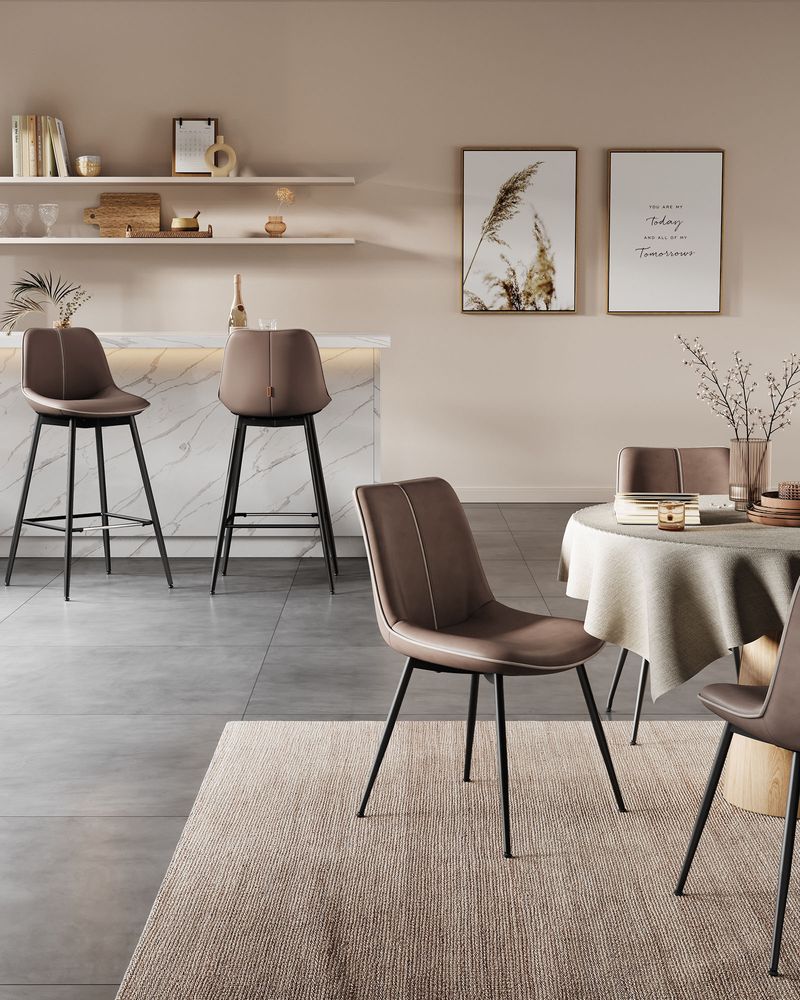 Bar Height Bar Stools Set of 2 – With Backrest – Modern Upholstered Design