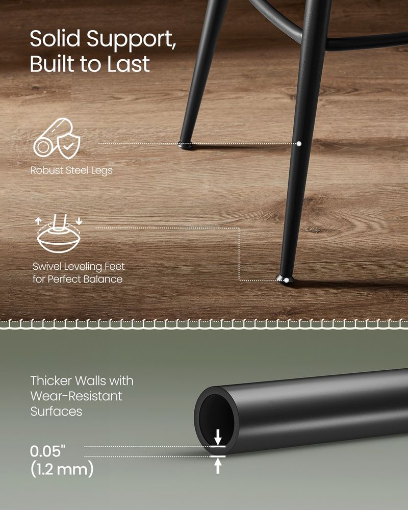 Bar Stools Set of 2 – Swivel Seats – Padded Faux Leather