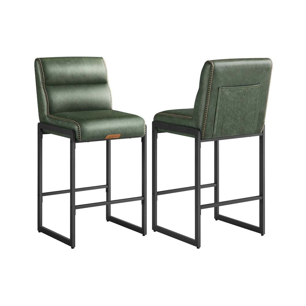 Bar Stools Set of 2 – Counter Height – With Backrest & Storage Pocket