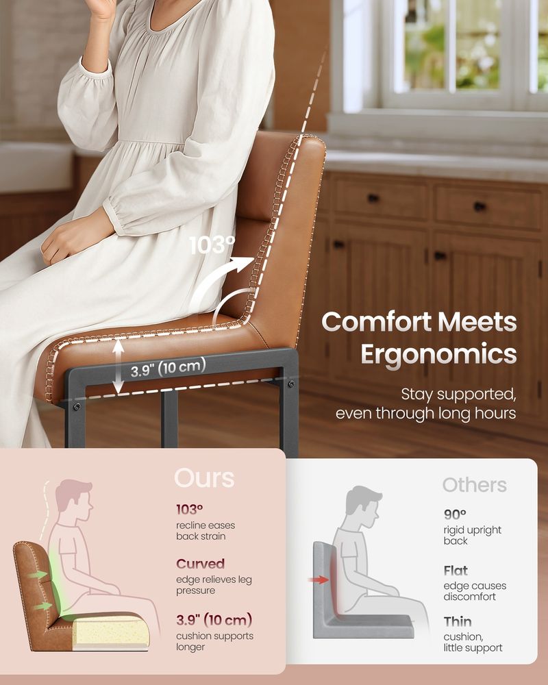 Bar Stools Set of 2 – Counter Height – With Backrest & Storage Pocket