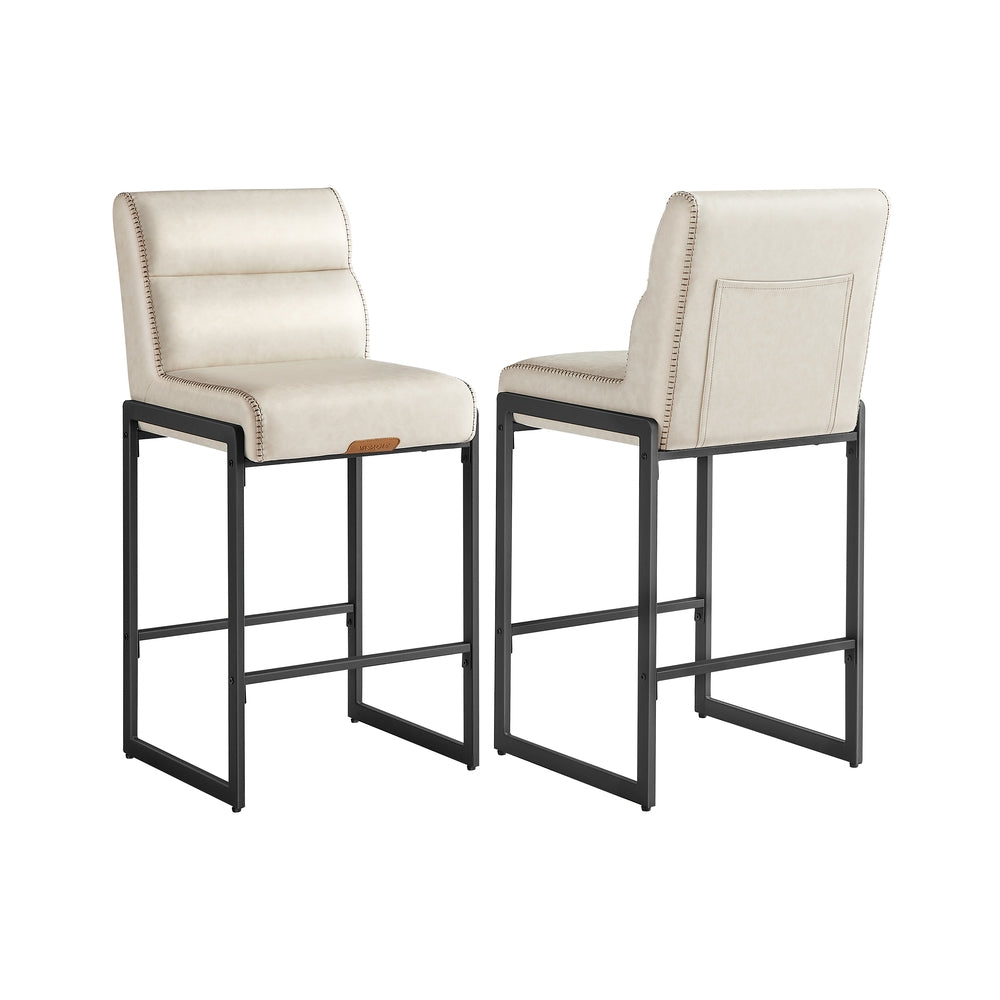 Bar Stools Set of 2 – Counter Height – With Backrest & Storage Pocket