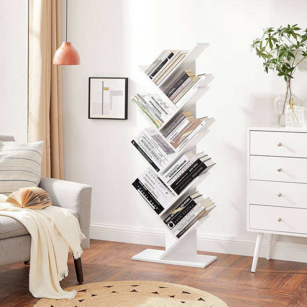 Tree Bookshelf - 9 Tier - Space Saving Corner Bookcase