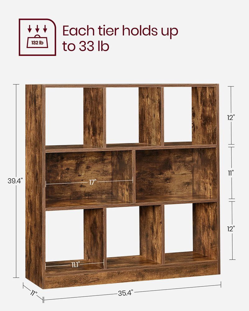 Bookcase - 8 Open Compartments - Versatile Storage Shelf