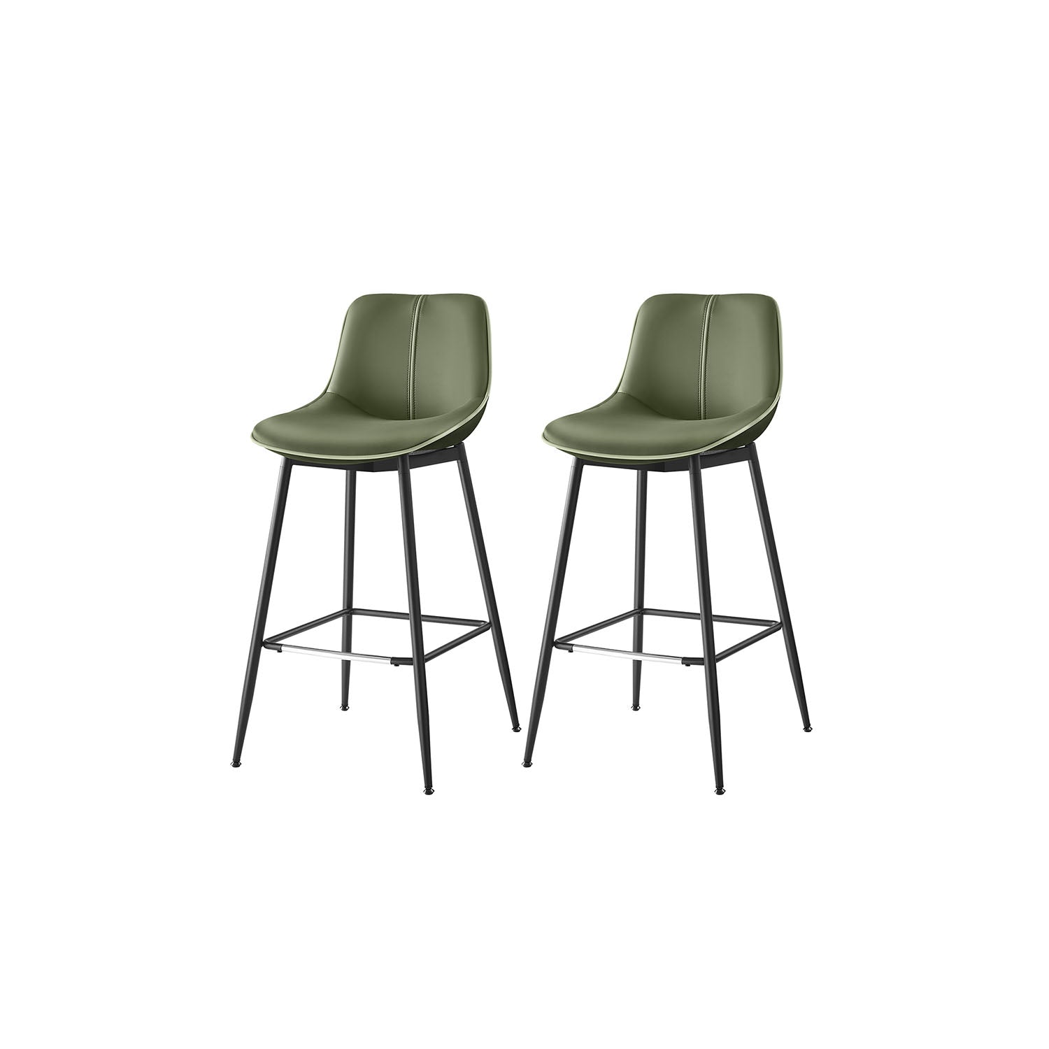 Bar Height Bar Stools Set of 2 – With Backrest – Modern Upholstered Design