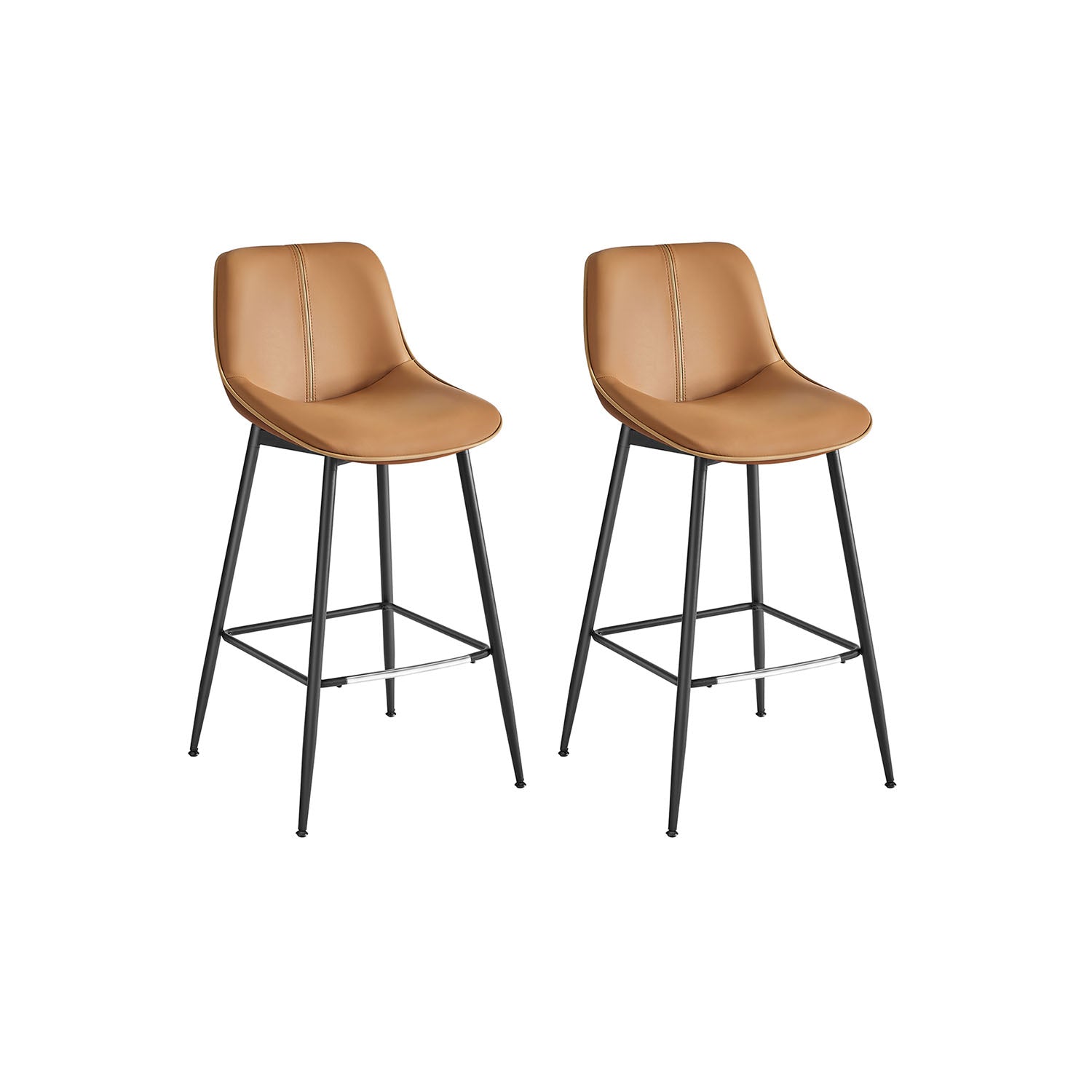 Bar Height Bar Stools Set of 2 – With Backrest – Modern Upholstered Design