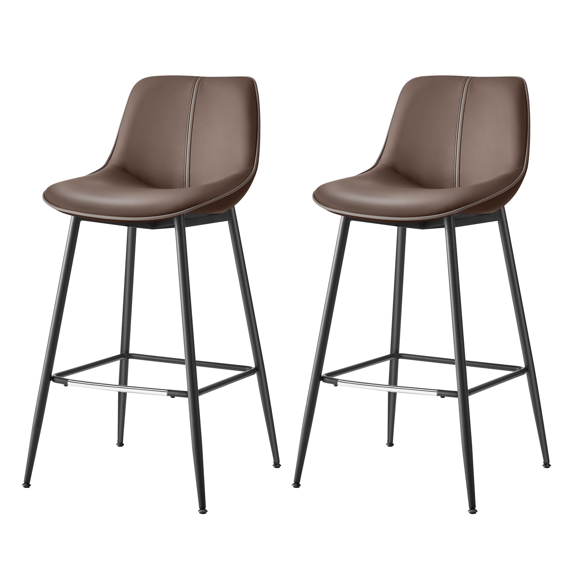 Bar Height Bar Stools Set of 2 – With Backrest – Modern Upholstered Design