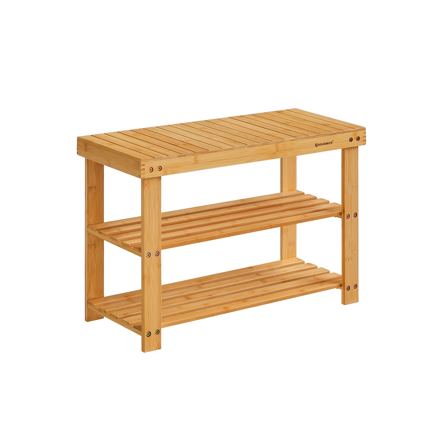 Shoe Rack Bench - 3 Tier Bamboo - Entryway Storage Organizer