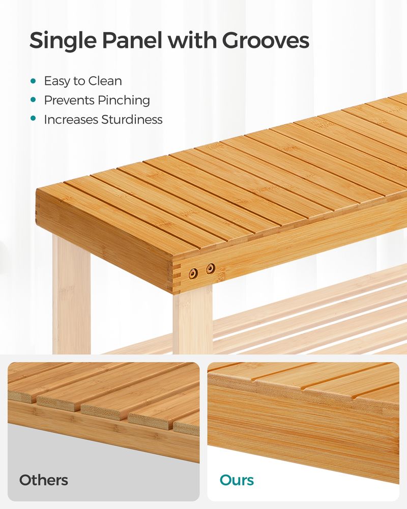 Shoe Rack Bench - 3 Tier Bamboo - Entryway Storage Organizer