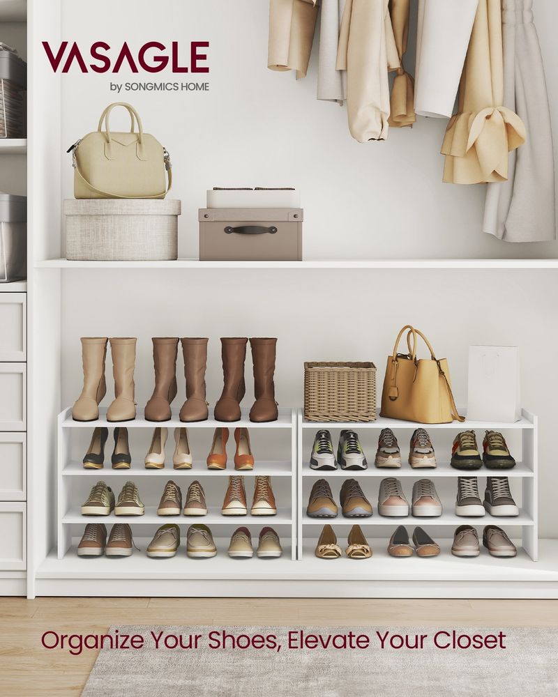 Shoe Rack – Stackable Storage Shelves – Closet & Entryway Organizer