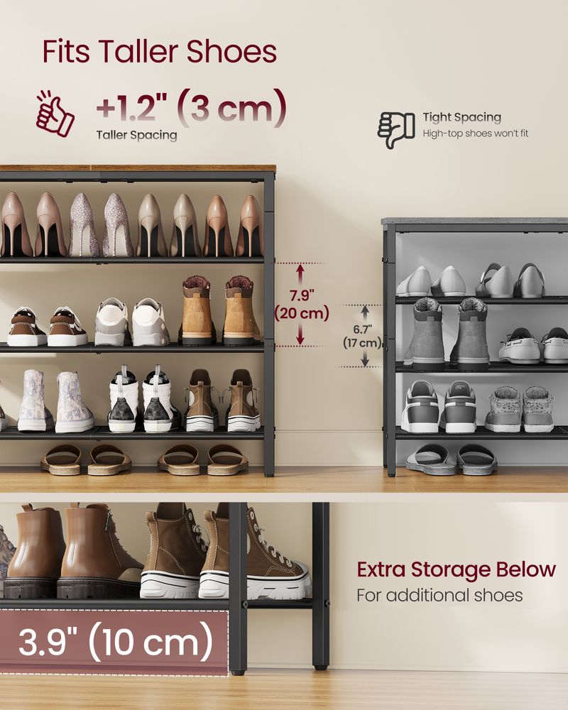 Shoe Rack – Metal Mesh Shelves – Storage for 18 to 24 Pairs