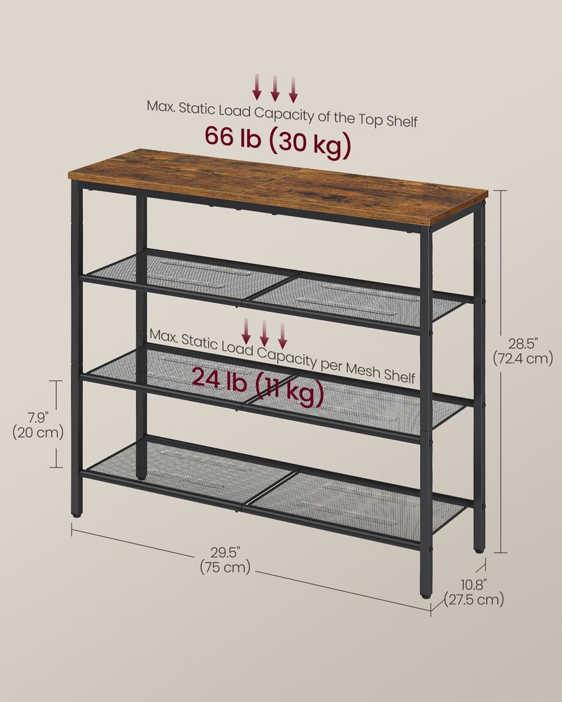 Shoe Rack – Metal Mesh Shelves – Storage for 18 to 24 Pairs