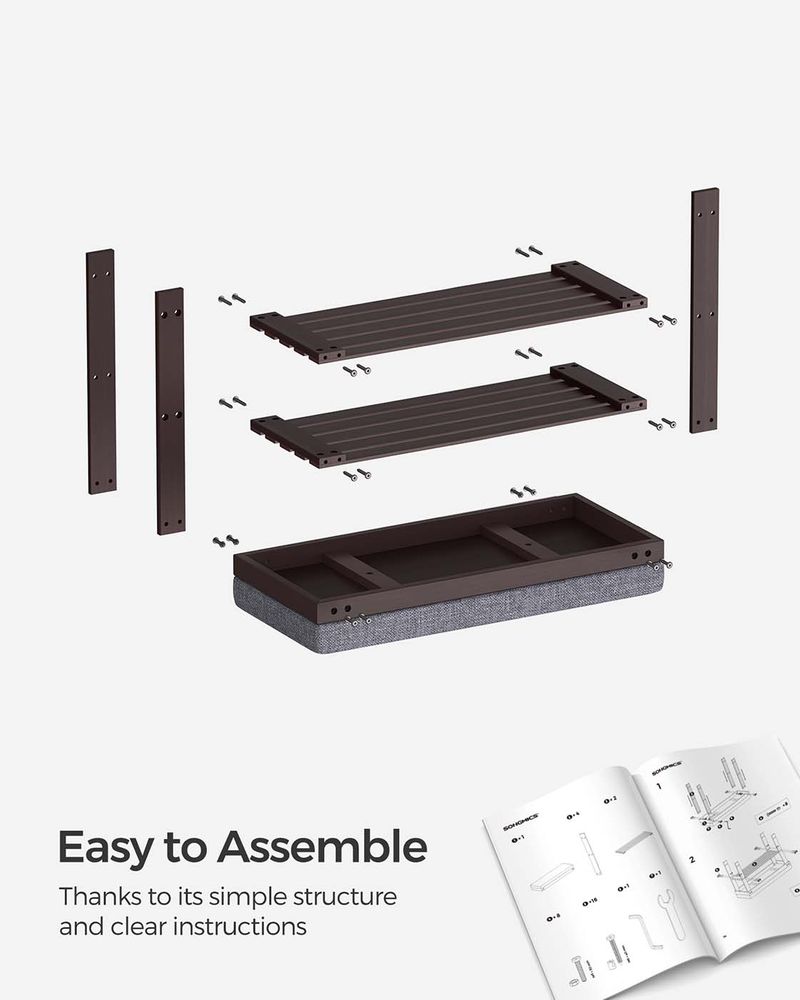 Shoe Bench - 3 Tier Bamboo - Cushioned Seat With Storage