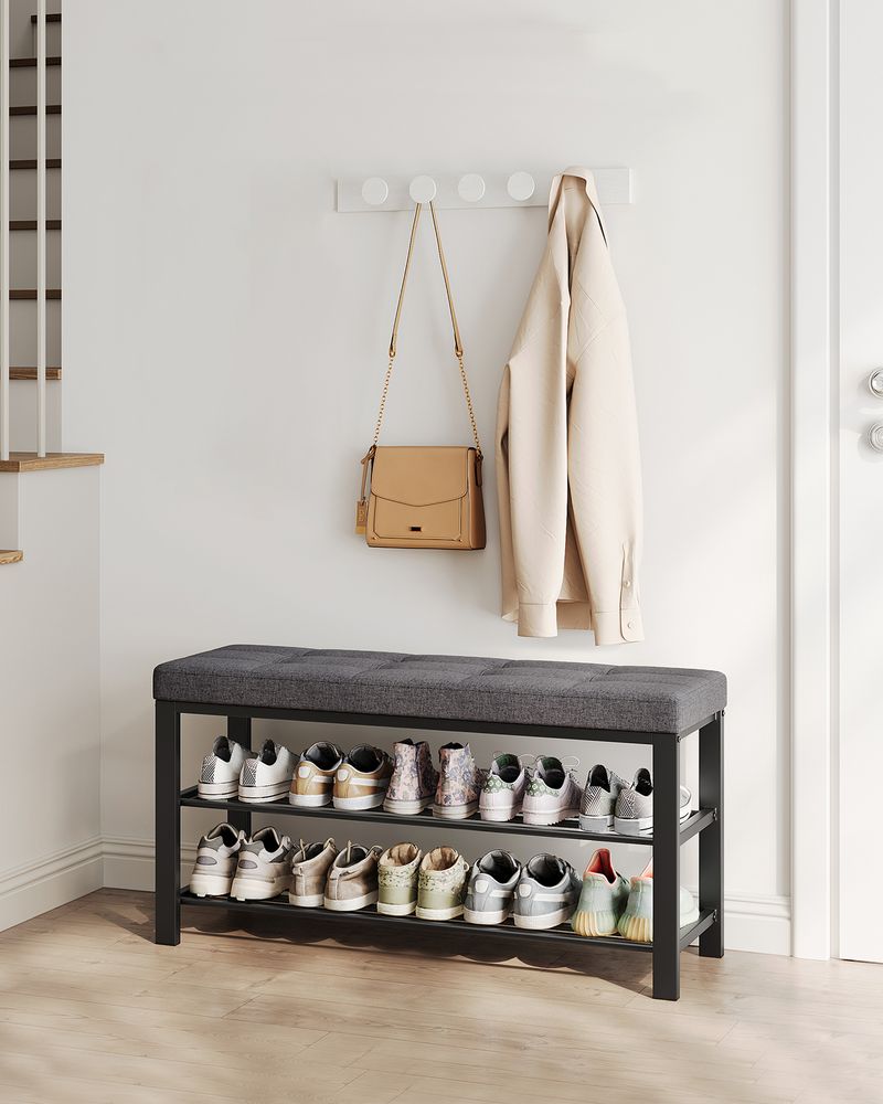 Shoe Bench With Cushion - Entryway Shoe Storage Seating