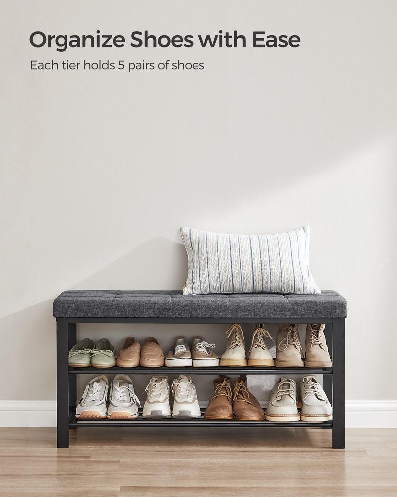 Shoe Bench With Cushion - Entryway Shoe Storage Seating