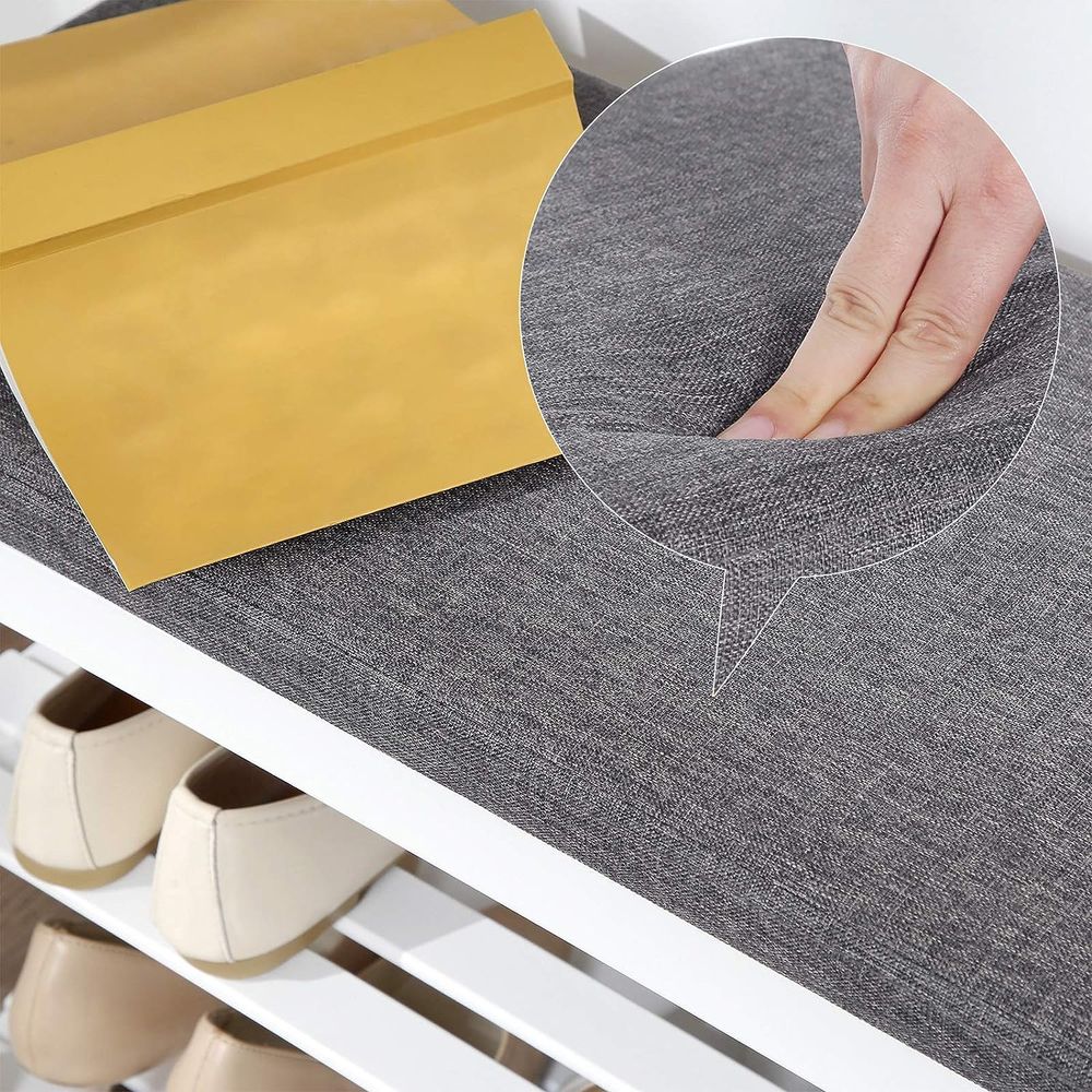 Shoe Bench - 3 Tier Bamboo - Cushioned Seat With Storage