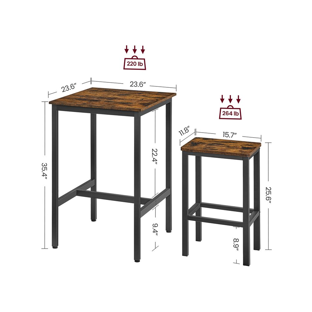 Bar Table and Chairs Set – Space-Saving Design – High Top Pub Set