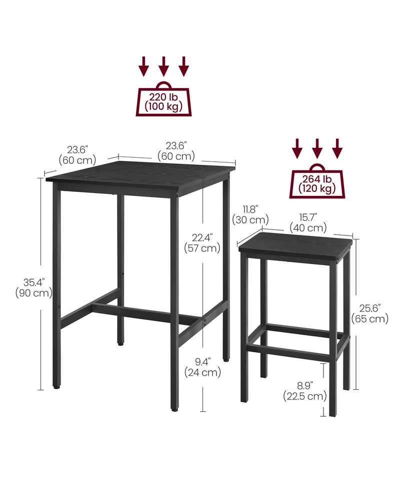 Bar Table and Chairs Set – Space-Saving Design – High Top Pub Set