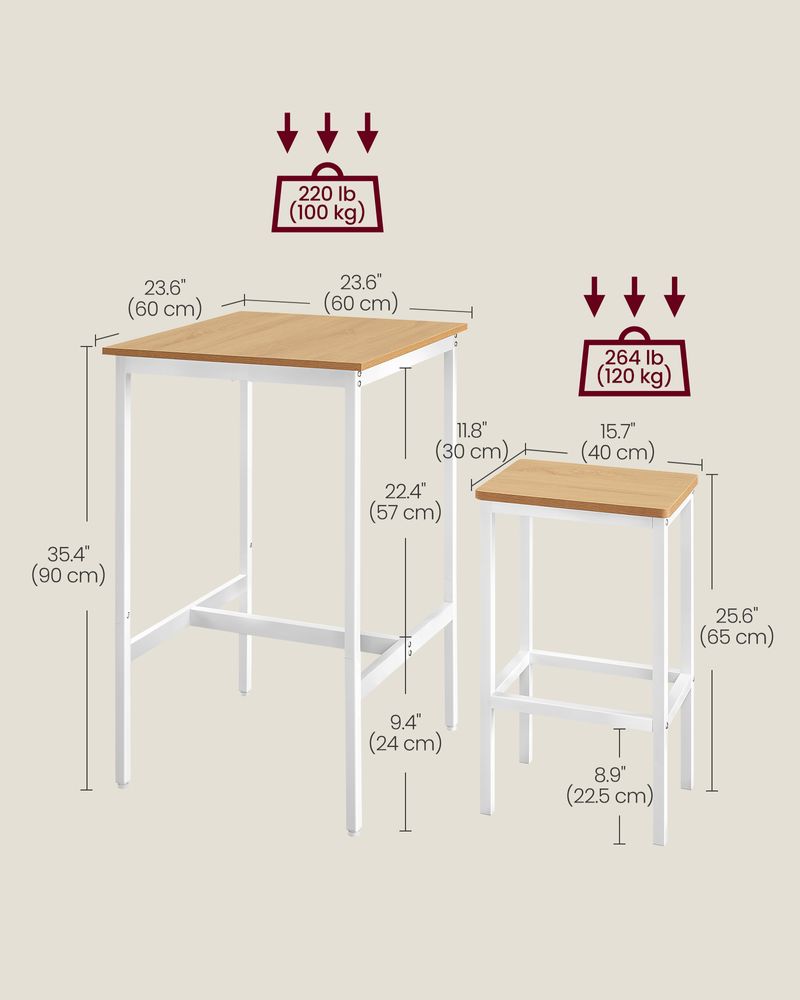 Bar Table and Chairs Set – Space-Saving Design – High Top Pub Set