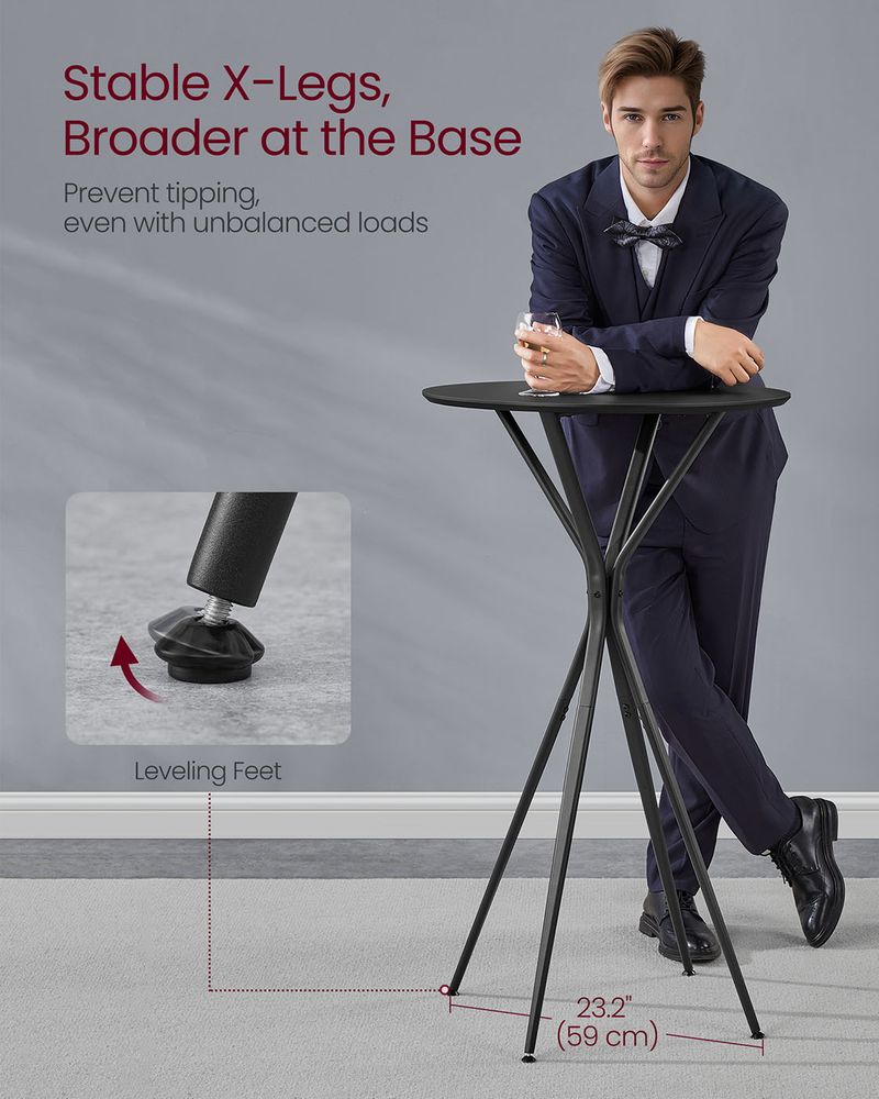 High Pub Table – X-Shaped Legs – Tall Bar Table