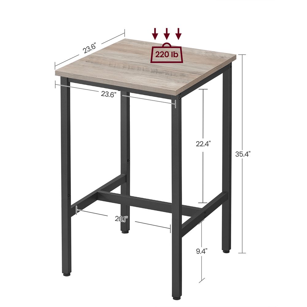 High Top Bar Table – Square Design – Industrial Pub Table