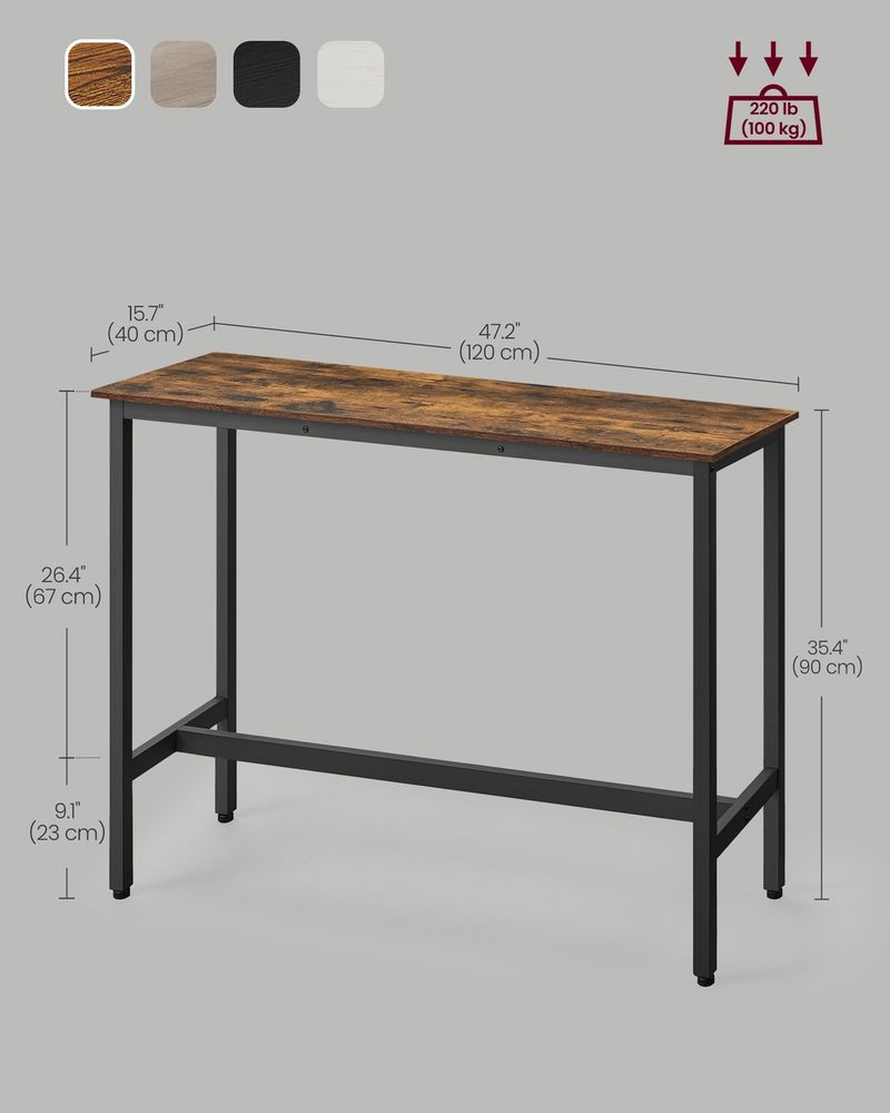Narrow Bar Table 47 Inch Kitchen Breakfast Table With Metal Legs