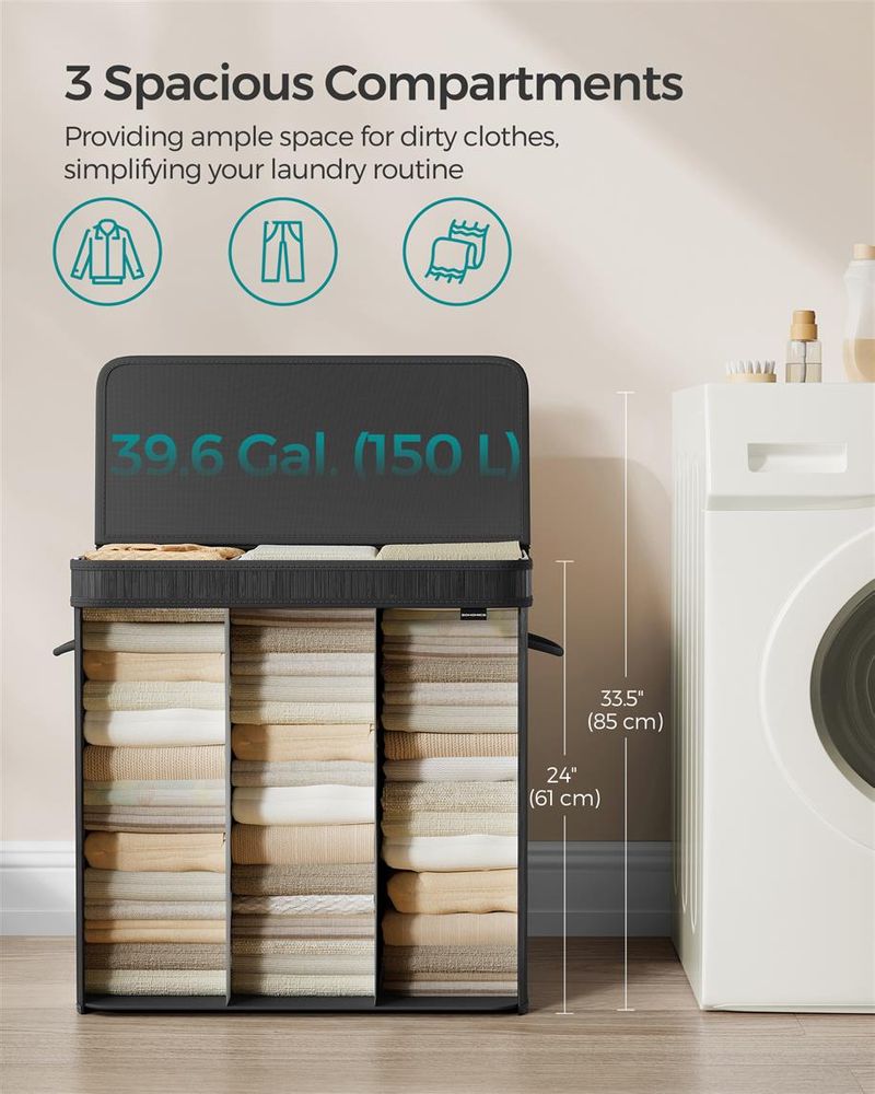 Laundry Hamper With Lid - Bamboo - 26.4 Gallon Capacity