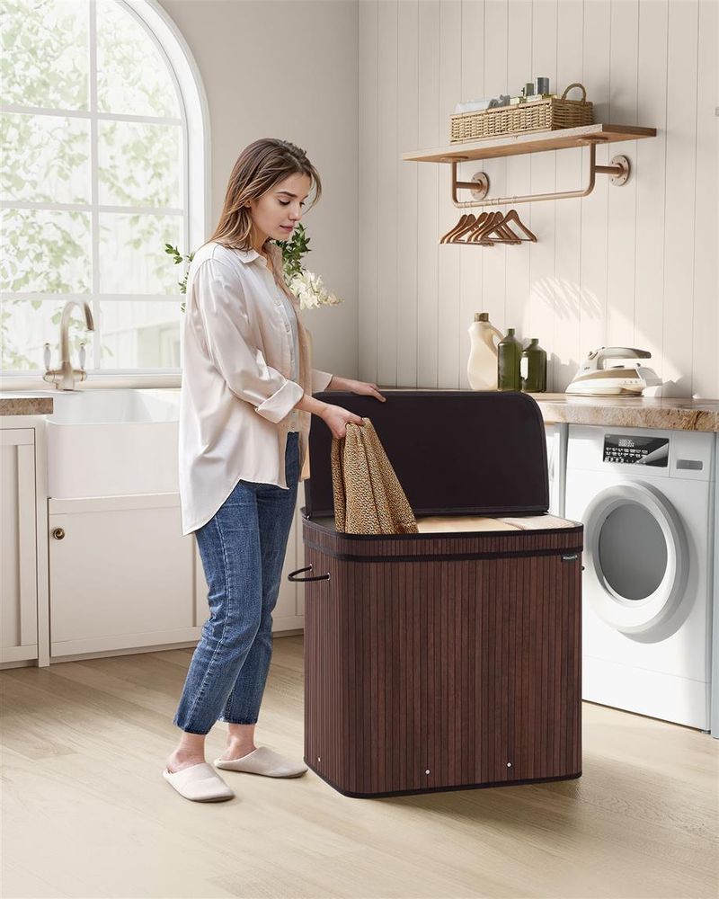 Laundry Hamper With Lid - Bamboo - 26.4 Gallon Capacity