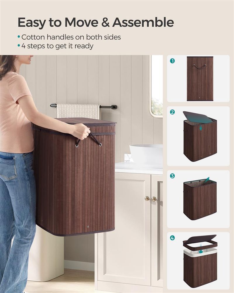 Laundry Hamper With Lid - Bamboo - 26.4 Gallon Capacity