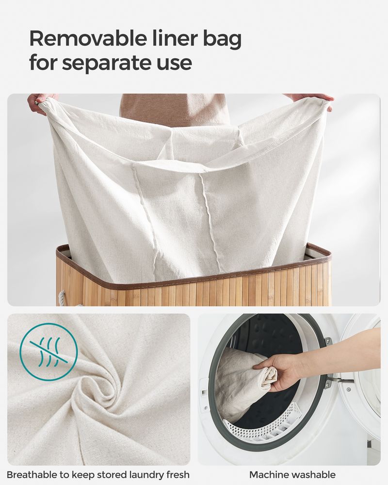 Laundry Hamper With Lid - 3 Section - 39.6 Gallon 150L