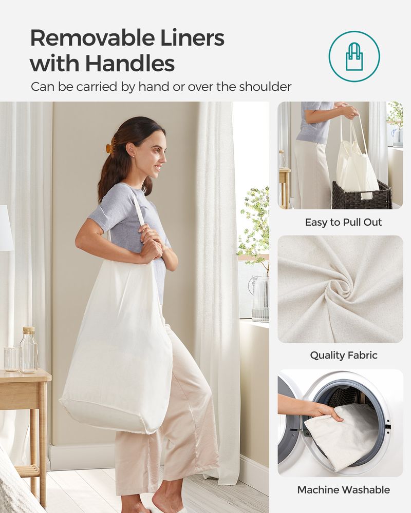 Clothes Hamper With Lid - 2 Section - 110–130L Capacity