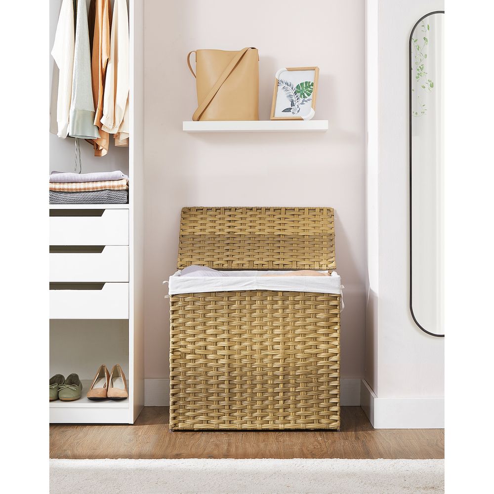 Clothes Hamper With Lid - 2 Section - 110–130L Capacity