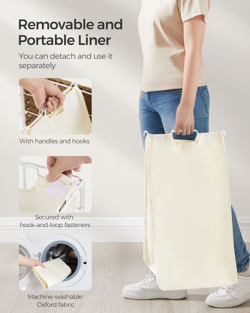 23.8 Gallon Laundry Hamper With Wheels Removable Liner Basket