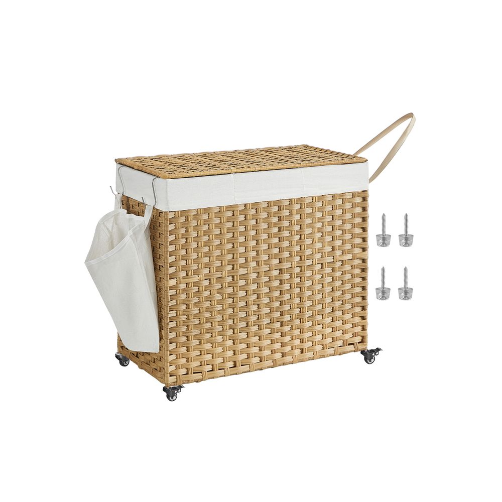 Laundry Basket - Rolling With Wheels - 3 Section - 145L & 160L
