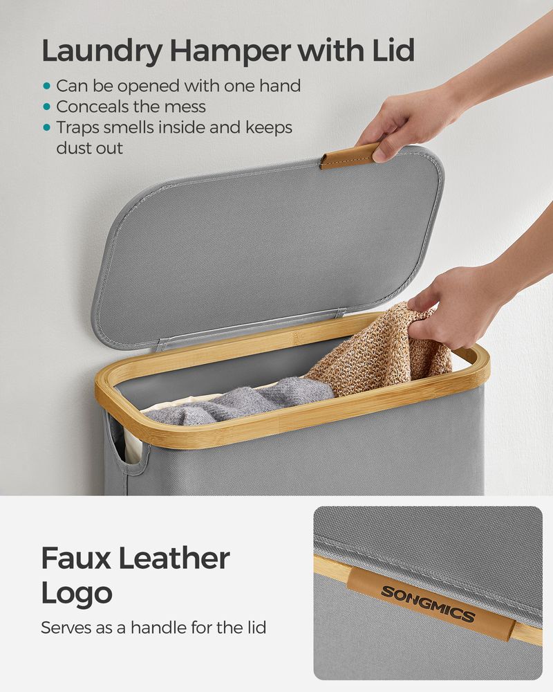 23.8 Gallon Laundry Hamper With Lid Removable Liner Basket