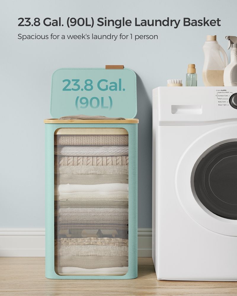 23.8 Gallon Laundry Hamper With Lid Removable Liner Basket