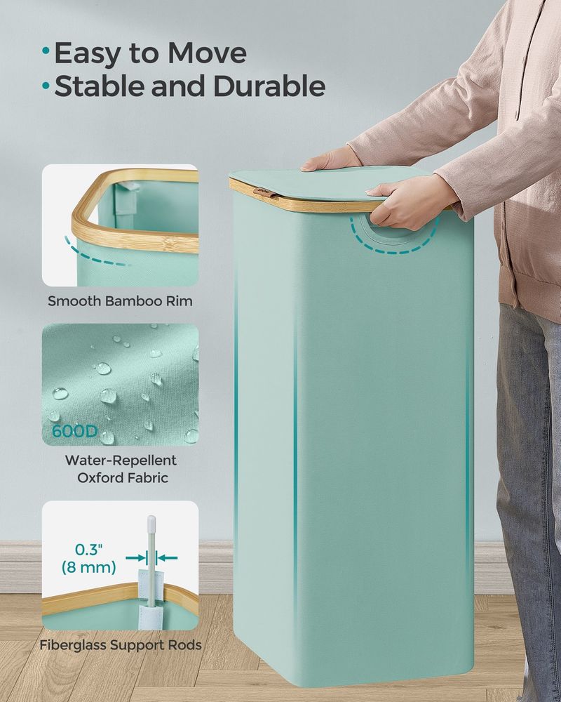 23.8 Gallon Laundry Hamper With Lid Removable Liner Basket