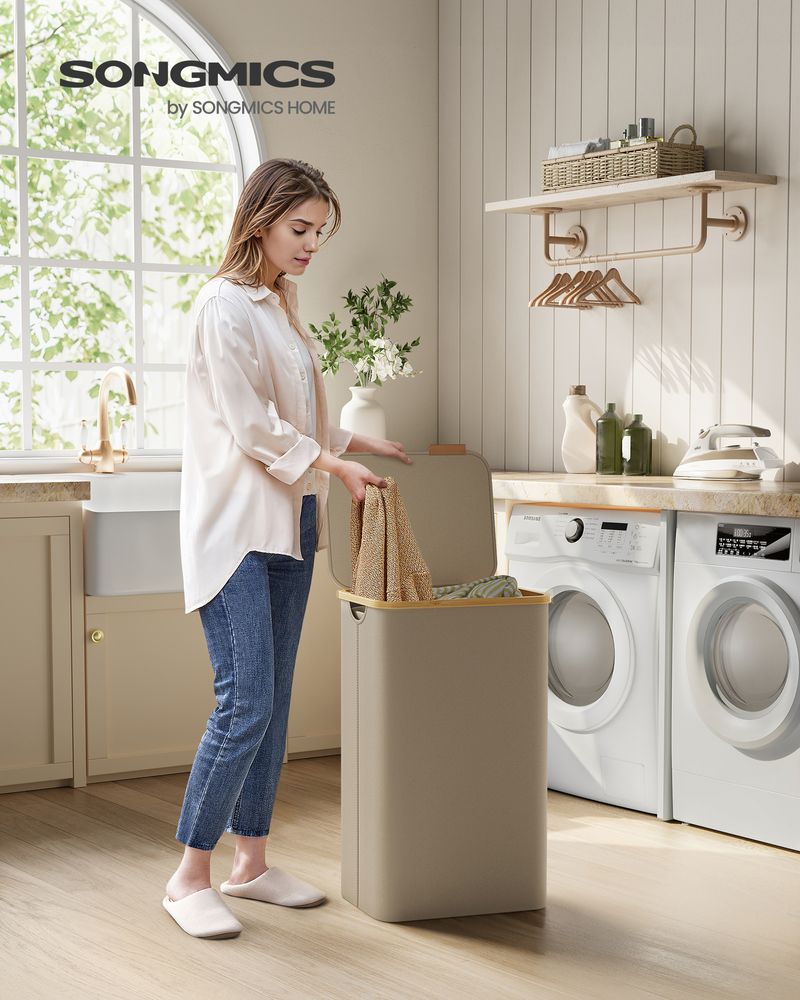 23.8 Gallon Laundry Hamper With Lid Removable Liner Basket