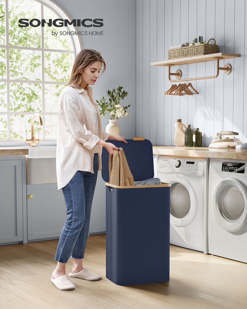 23.8 Gallon Laundry Hamper With Lid Removable Liner Basket