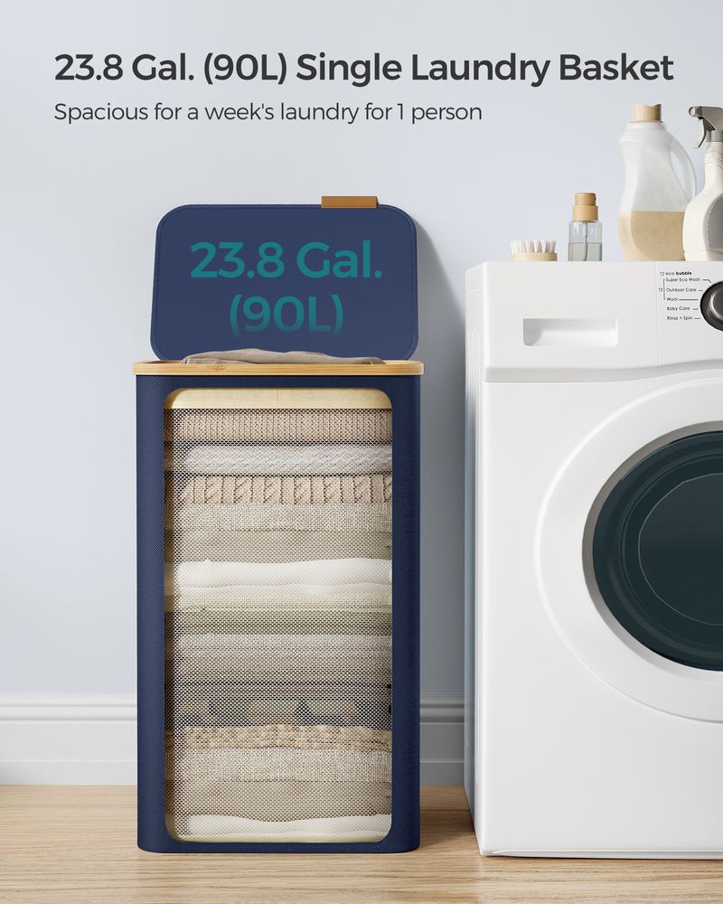 23.8 Gallon Laundry Hamper With Lid Removable Liner Basket