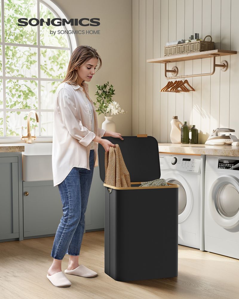 23.8 Gallon Laundry Hamper With Lid Removable Liner Basket