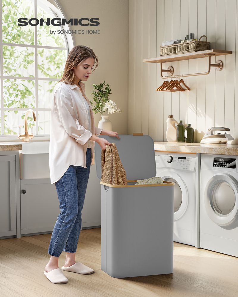 23.8 Gallon Laundry Hamper With Lid Removable Liner Basket