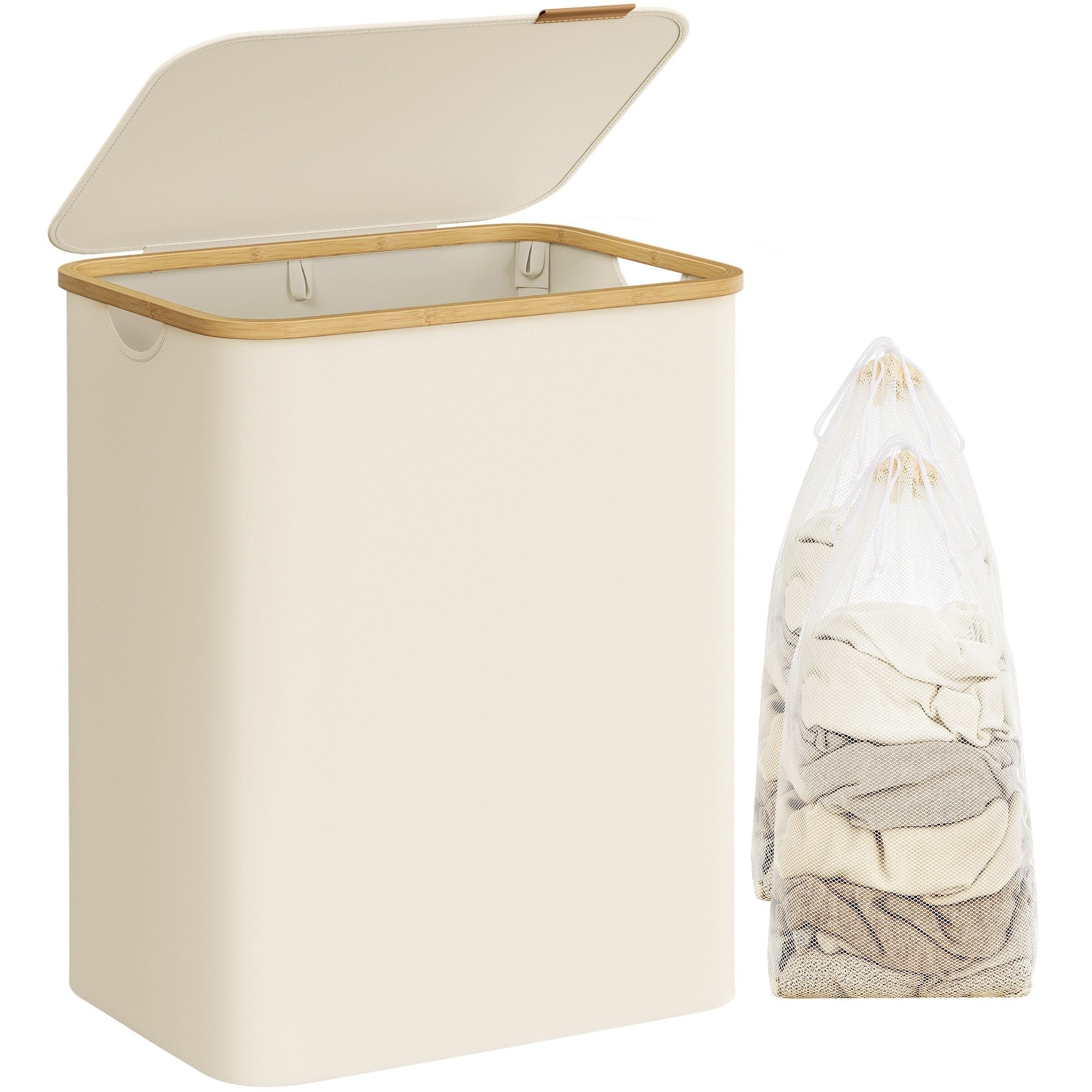 34.3 Gallon Laundry Hamper With Lid 2 Compartment Laundry Sorter